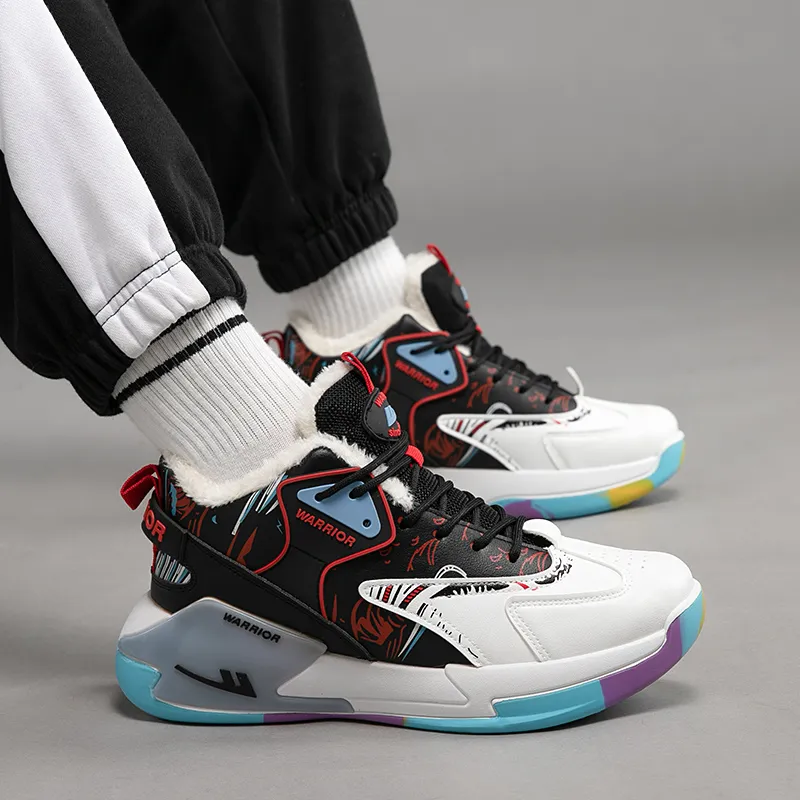WARRIOR Basketball Shoes Men Mid Top Red/Blue-5