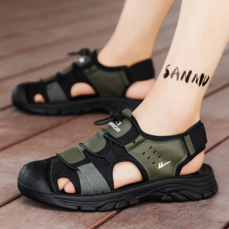 Warrior River Trekking Shoes Wear resistant, Lightweight, Breathable, And Non slip. Beach Sandals Men's Green Black-7