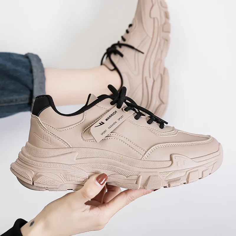 Warrior Slip Resistant, Abrasion Resistant, Lightweight, Height Increasing Coverage Low Top Chunky Sneakers Women's-9