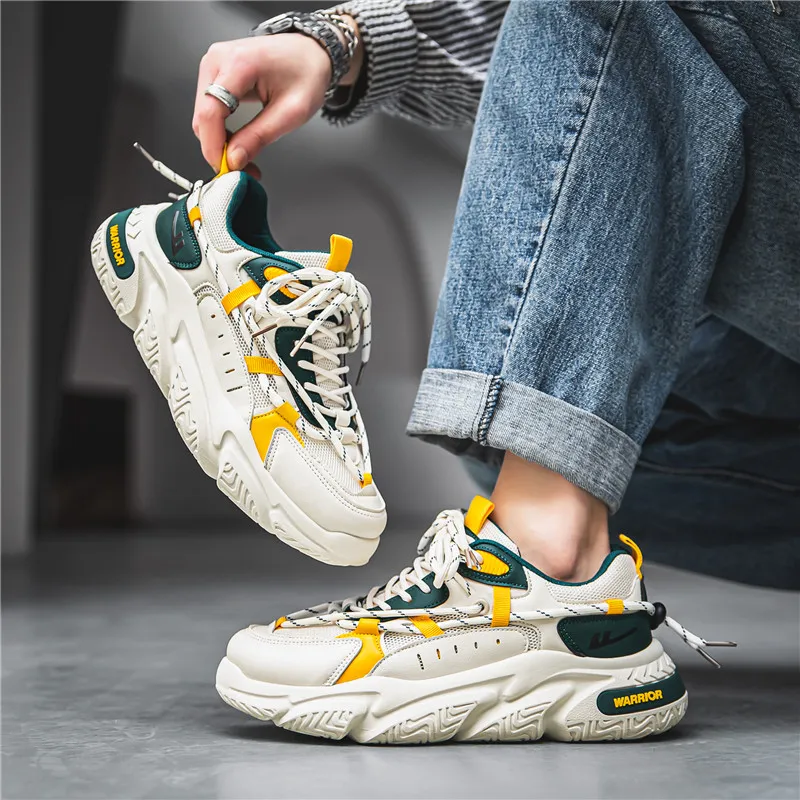 Warrior Warrior Anti-Slip Wear-Resistant Breathable Lightweight Height Increasing Warm Low-Top Chunky Sneakers Unisex-36