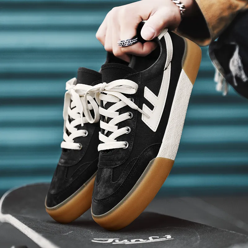 Warrior Warrior Anti Slip And Wear Resistant Lightweight Low Top Canvas Shoes Unisex Black Beige-7