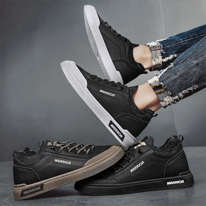 Warrior Slip on Slip on Shoes Abrasion Resistant Lightweight Slip Resistant Low Top Skateboard Shoes Men Black White-6