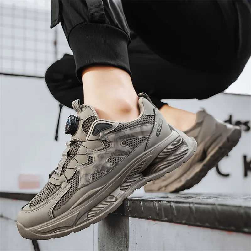 WARRIOR Chunky Sneakers Men Low Top Khaki/Black-6
