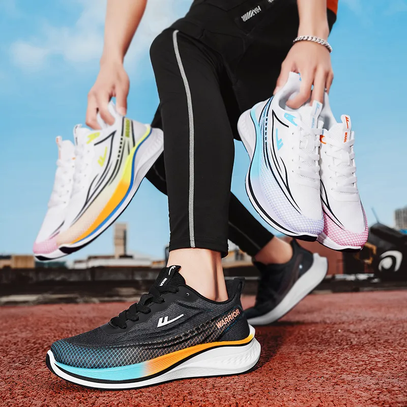 WARRIOR Running Shoes Men Low Top Orange/Blue-4