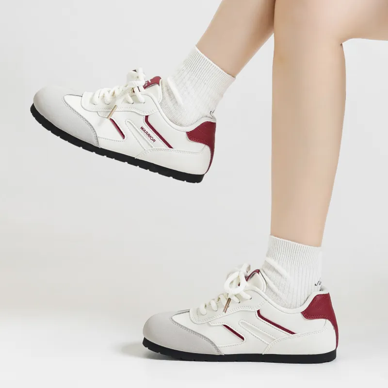 Warrior Slip Resistant, Abrasion Resistant, Lightweight Low Top Skateboard Shoes Women's Greige Burgundy-5