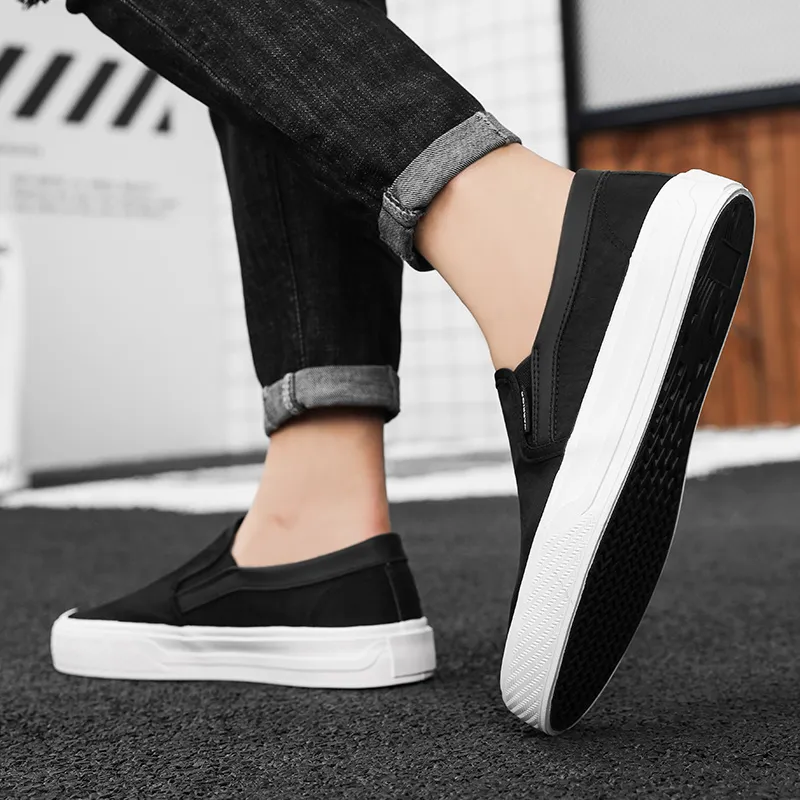 Warrior Slip on Shoes Wear resistant, Lightweight, Breathable, And Non slip. Low Top Canvas Shoes Men's Black-5