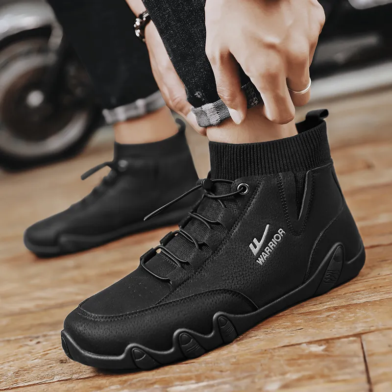 Warrior Coverage Slip Resistant And Abrasion Resistant Mid Top Skateboard Shoes Men's Black-3