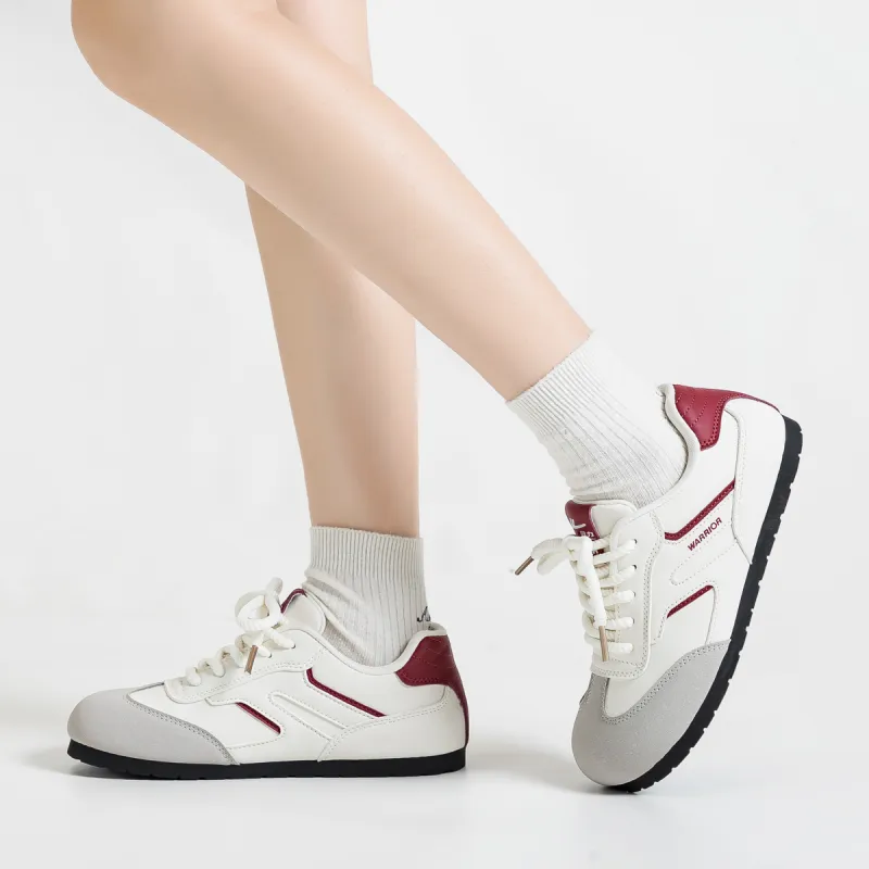 Warrior Slip Resistant, Abrasion Resistant, Lightweight Low Top Skateboard Shoes Women's Greige Burgundy-4