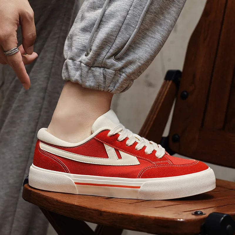 Warrior Slip Resistant, Abrasion Resistant, Lightweight Low Top Canvas Shoes Unisex Rusty Red Beige-6