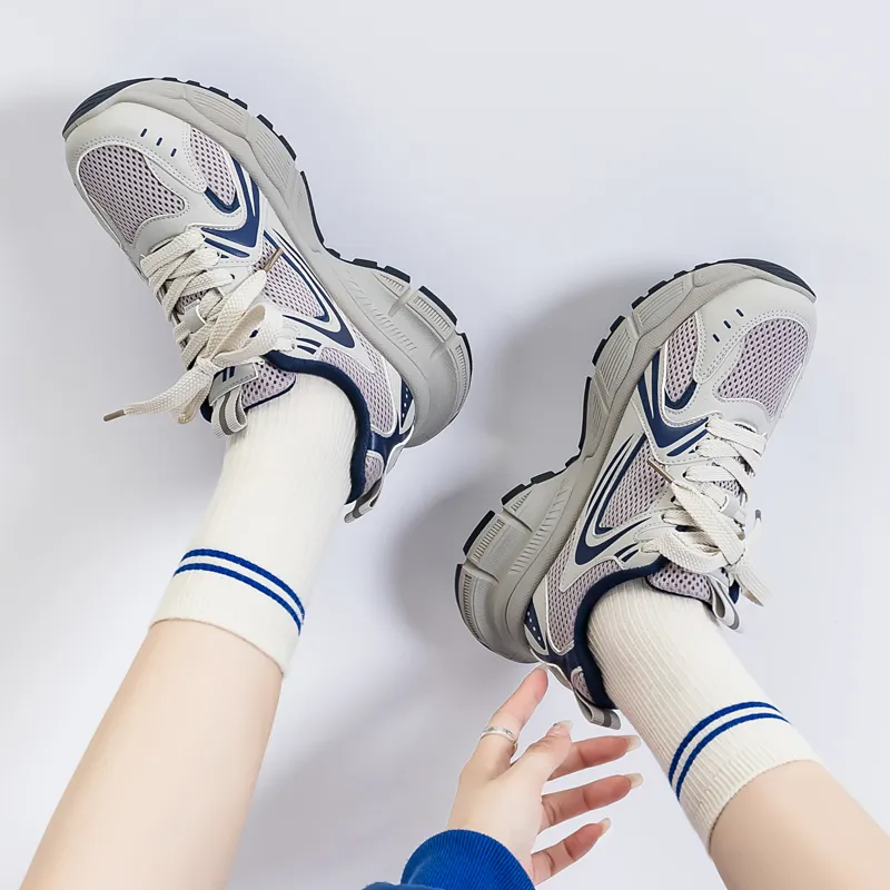 WARRIOR Chunky Sneakers Women's Low Top Silver-3
