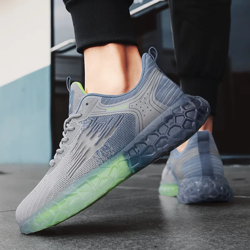 Warrior Cushioning, Abrasion Resistant, Slip Resistant Low Top Casual Running Shoes Men's Gray Blue-7