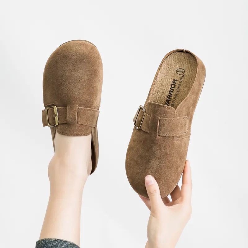 Warrior Stitching Metal Slip Resistant Abrasion Resistant Closed Toe Slippers Women's Khaki-1
