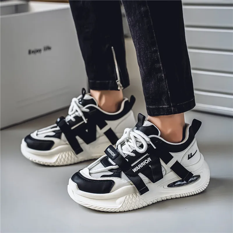WARRIOR Chunky Sneakers Men Low Top Black-4