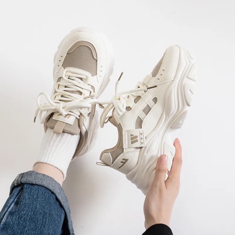 WARRIOR Chunky Sneakers Women's Low Top Gray-2