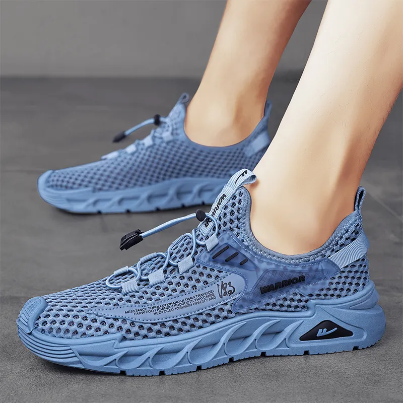 Warrior Lazy Slip on Cushioned Wear Resistant Lightweight Breathable Slip Resistant Low Top Casual Shoes Men's Blue-10