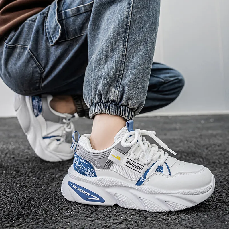 WARRIOR Chunky Sneakers Men Low Top Gray-6