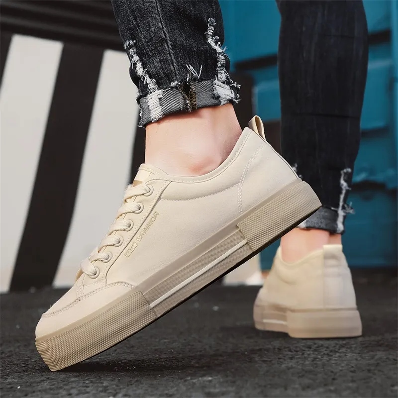 Warrior Wear resistant, Lightweight, Breathable, And Non slip. Low Top Canvas Shoes Men's Beige-7