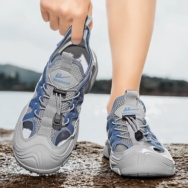 Warrior River Trekking Shoes Wear resistant, Lightweight, Breathable, And Non slip. Beach Sandals Men's Dark Gray Blue-7