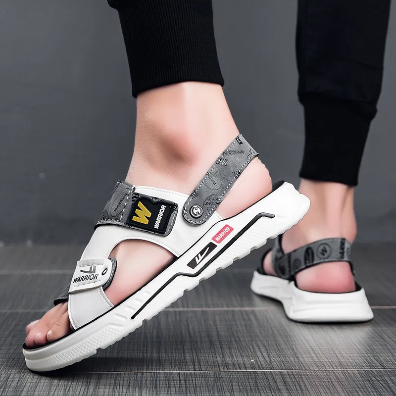Warrior Casual Chef Shoes Beach Sandals Men's White Gray Black-4