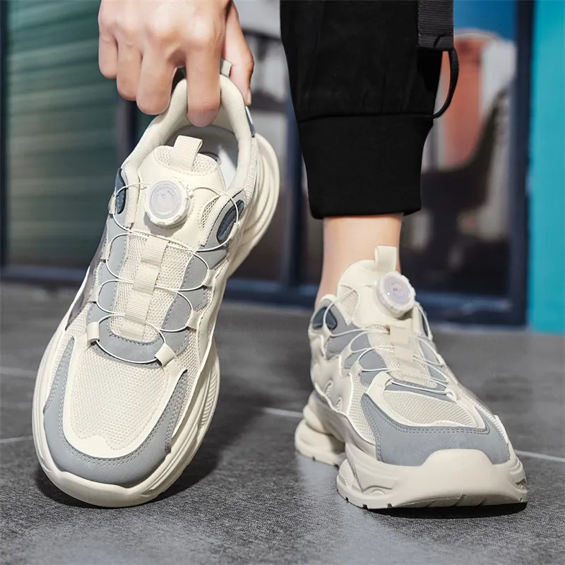 WARRIOR Chunky Sneakers Men Low Top Beige/Gray/Blue-7