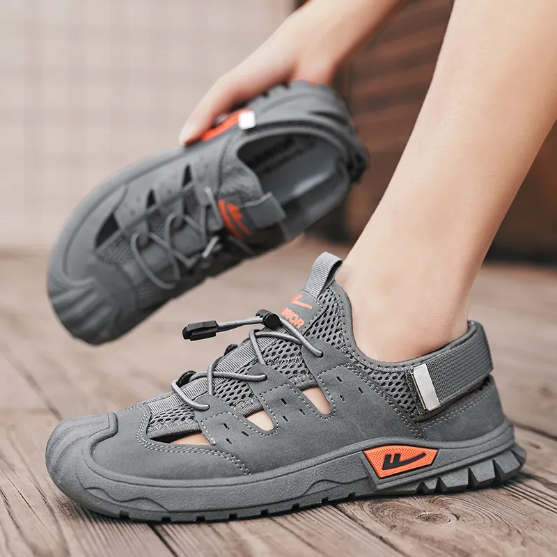 Warrior River Trekking Shoes Wear resistant, Lightweight, Breathable, And Non slip. Beach Sandals Men's Gray-4