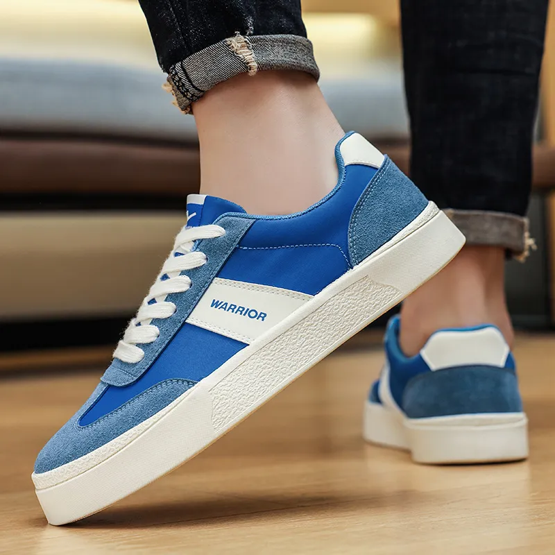 Warrior Anti-Slip And Wear-Resistant Lightweight Low-Top Skateboard Shoes Unisex Royal Blue Beige-4