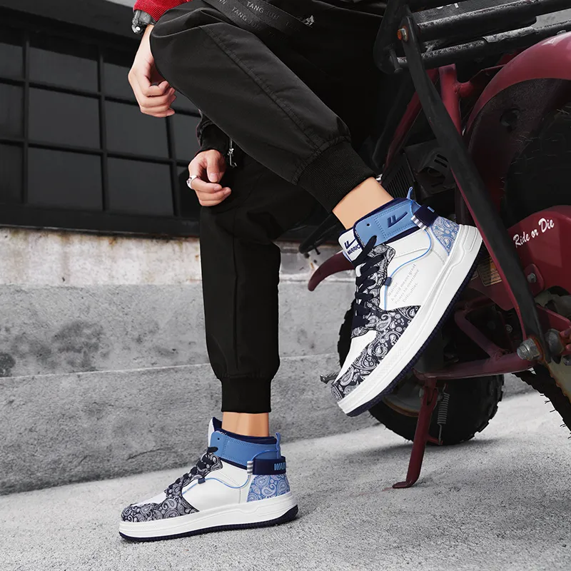 WARRIOR Skateboard Shoes Unisex High Top Dark Blue/Light Blue-14