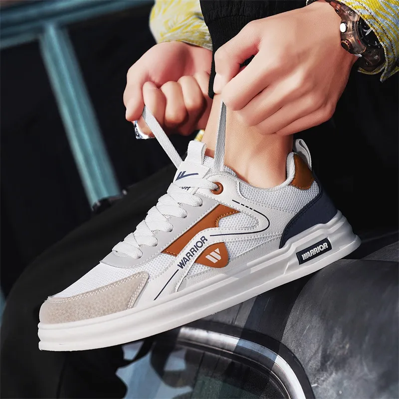 Warrior Coverage Slip Resistant And Abrasion Resistant Low Top Skateboard Shoes Men's Beige Gray Orange Dark Blue-6