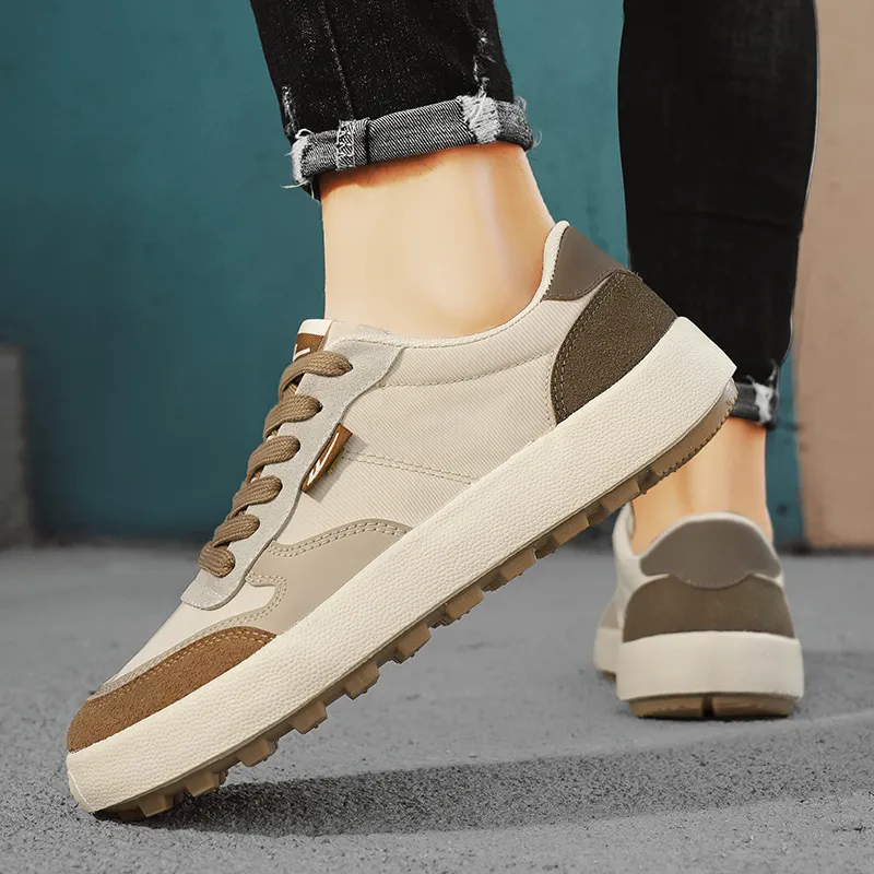 Warrior Wear resistant, Lightweight, Breathable, And Non slip. Low Top Casual Shoes Men's Dark Beige Brown-9
