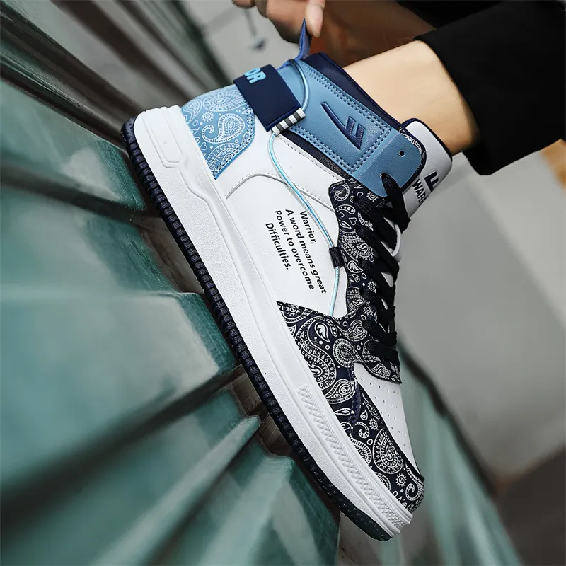 WARRIOR Skateboard Shoes Unisex High Top Dark Blue/Light Blue-5