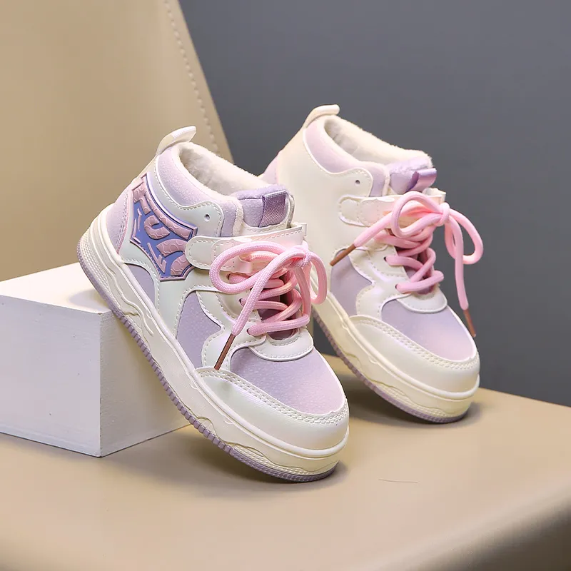 Warrior Slip Resistant, Abrasion Resistant, Thermal High Top Kids' Skateboarding Shoes White Purple Pink Kids'-3