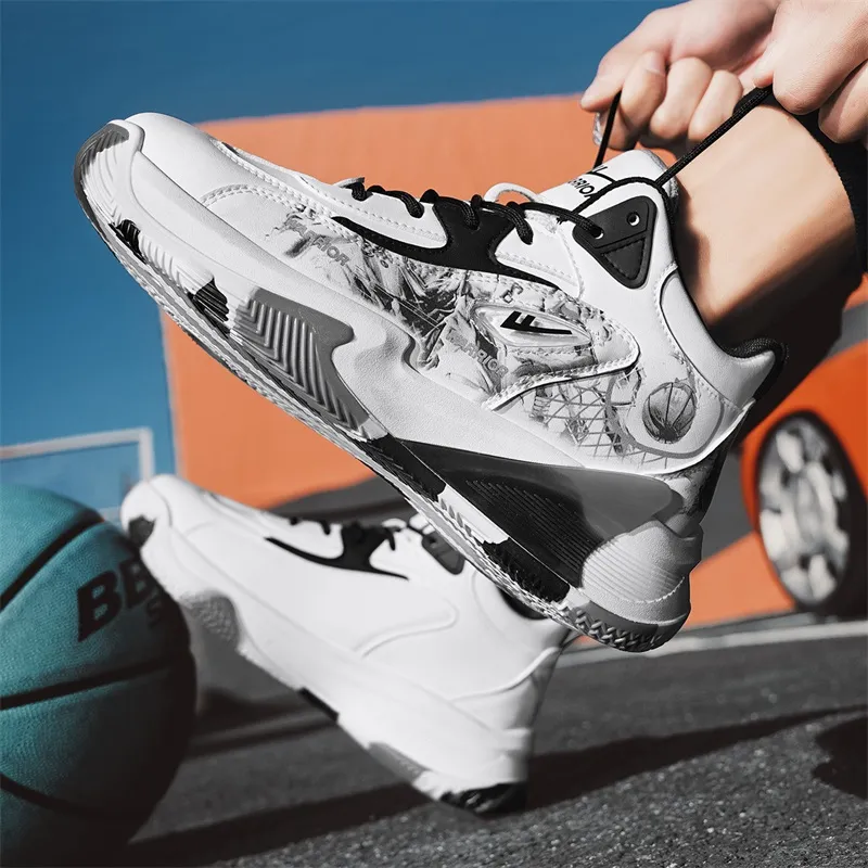 Warrior Anti Slip And Wear Resistant Height Increasing Low Top Basketball Shoes Men's White Black Gray-6
