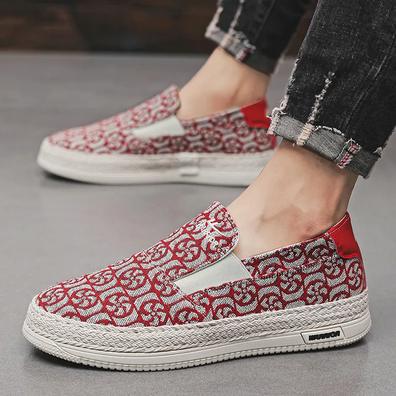 Warrior Height Increasing Wear Resistant Lightweight Breathable Slip Resistant Low Top Canvas Shoes Men's Burgundy Gray-6