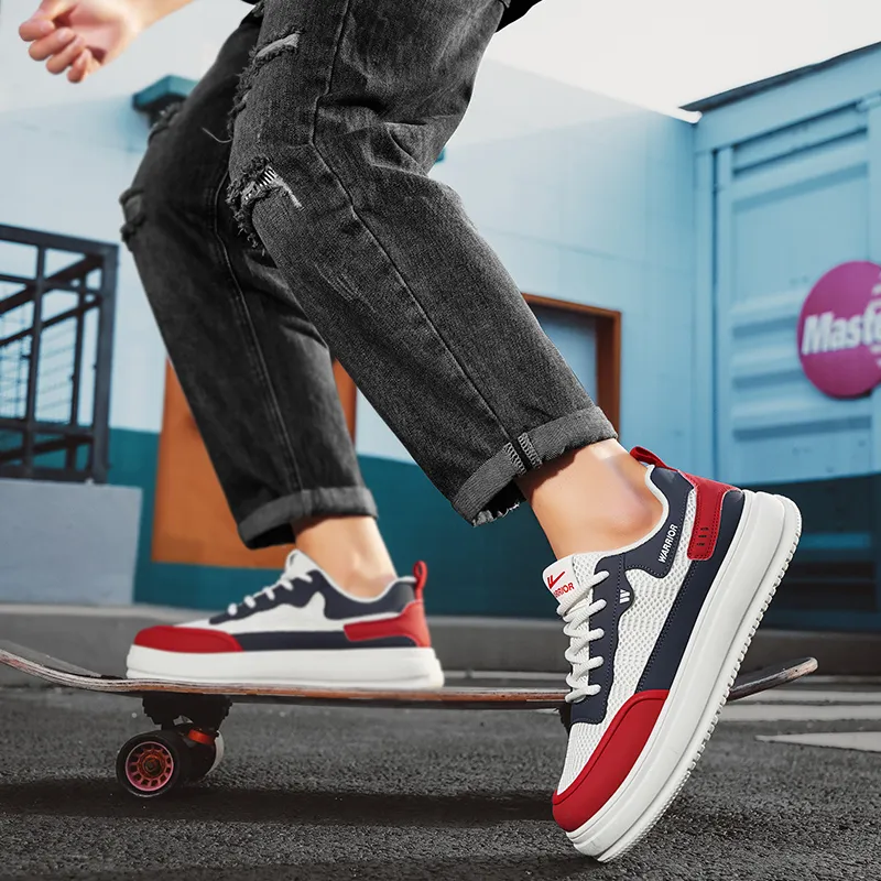 WARRIOR Skateboard Shoes Men Low Top Blue-7