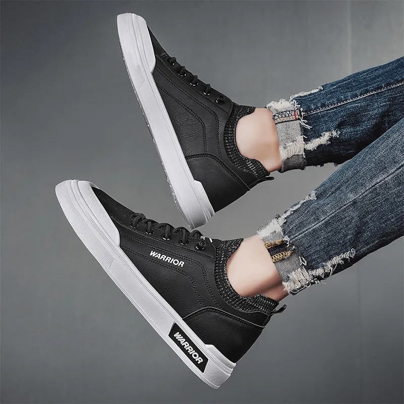 Warrior Slip on Slip on Shoes Abrasion Resistant Lightweight Slip Resistant Low Top Skateboard Shoes Men Black White-10