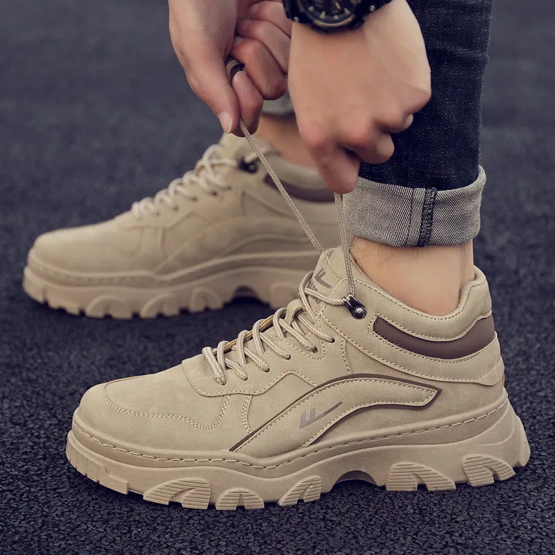 Warrior High Top Chunky Sneakers Men's Khaki-5