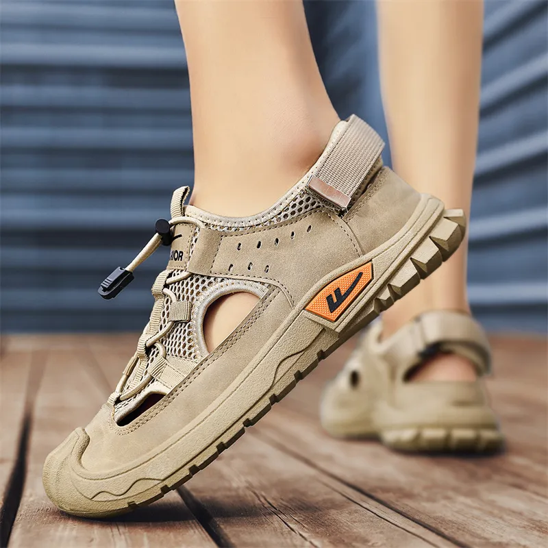 Warrior River Trekking Shoes Wear resistant, Lightweight, Breathable, And Non slip. Beach Sandals Men's Khaki-5