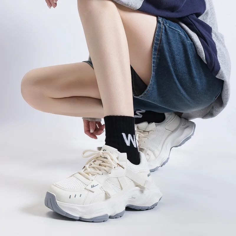 Warrior Cushioning Height Increasing Abrasion Resistant Slip Resistant Low Top Chunky Sneakers Women's-5