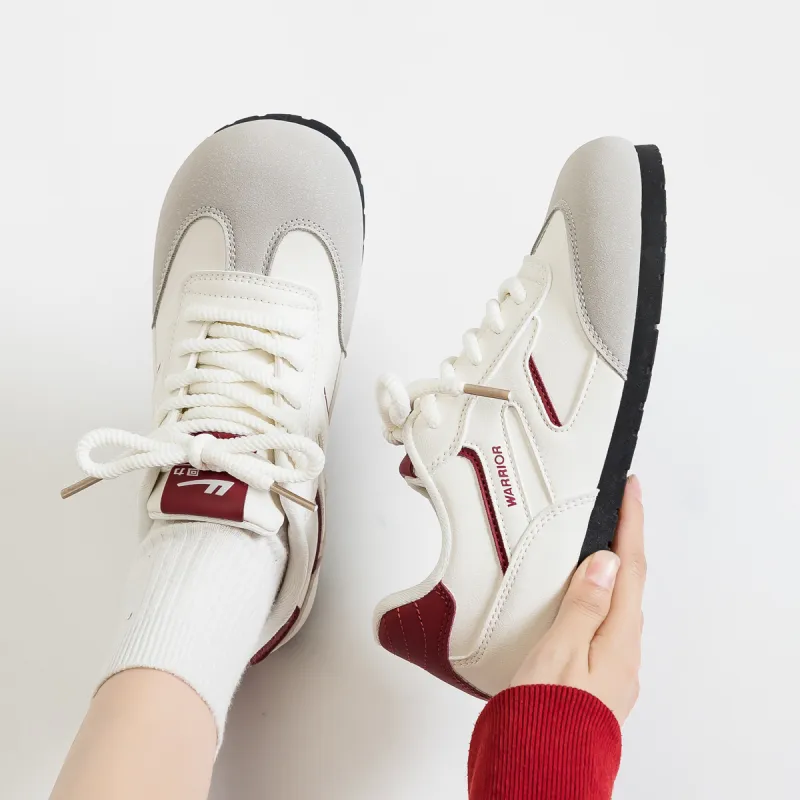 Warrior Slip Resistant, Abrasion Resistant, Lightweight Low Top Skateboard Shoes Women's Greige Burgundy-2