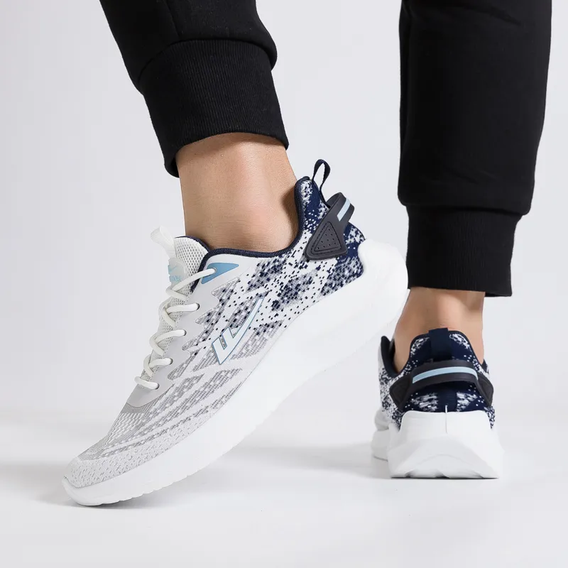 Warrior Slip Resistant, Abrasion Resistant, Lightweight Low Top Long Distance Running Shoes Men's White Blue-3