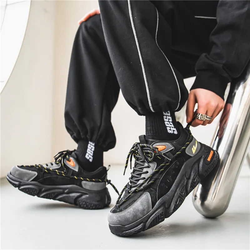 Warrior Warrior Anti-Slip Wear-Resistant Breathable Lightweight Height Increasing Warm Low-Top Chunky Sneakers Unisex-42