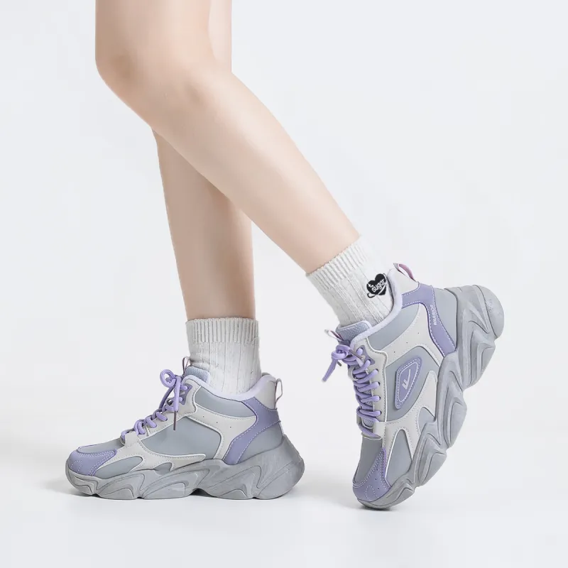 Warrior Slip Resistant, Abrasion Resistant, Thermal High Top Chunky Sneakers Women's Gray Purple-3