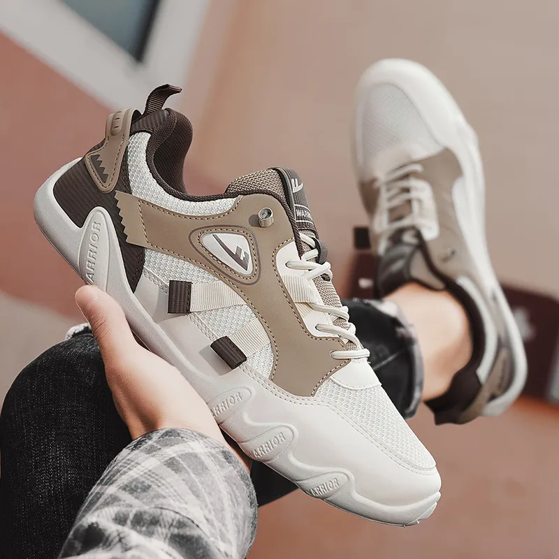 Warrior Coverage Abrasion Resistant Lightweight Breathable Slip Resistant Low Top Casual Shoes Men's Beige Khaki Brown-6