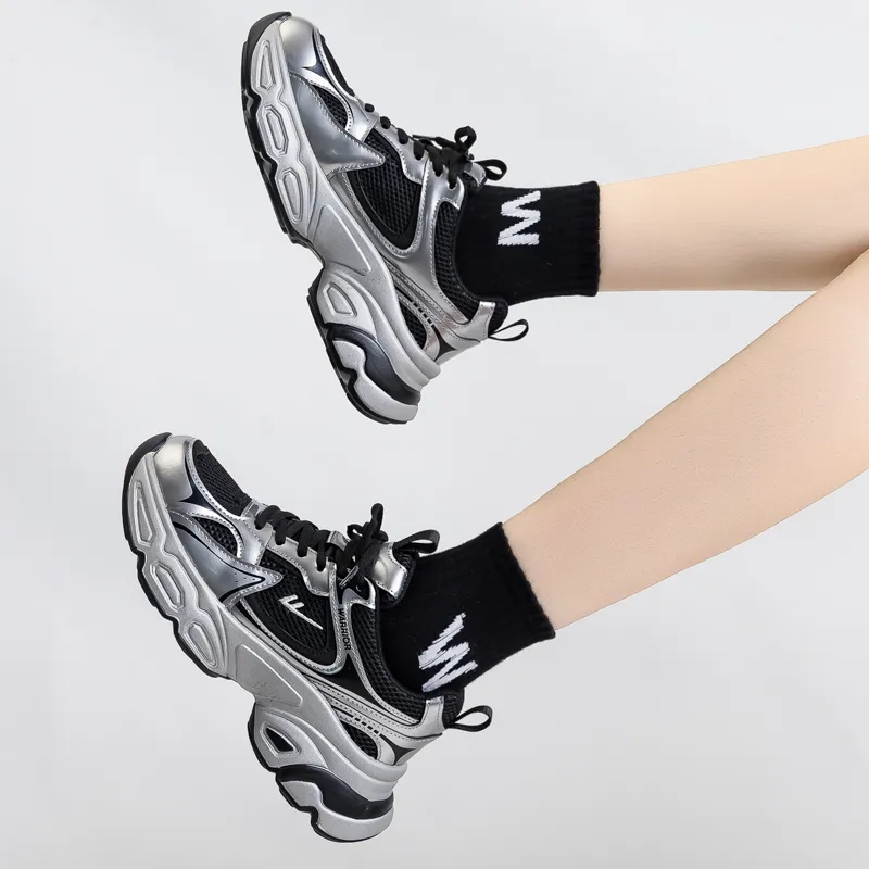 Warrior Cushioning Anti-Slip Wear-Resistant Breathable Lightweight Height Increasing Low-Top Chunky Sneakers Women's-9
