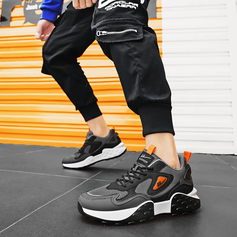 WARRIOR Chunky Sneakers Men Low Top Orange-5