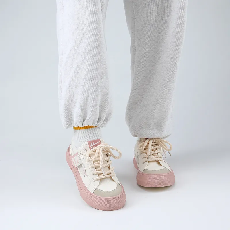 Warrior Wear resistant, Lightweight, Breathable, And Non slip. Low Top Canvas Shoes Women's Beige Pink-8