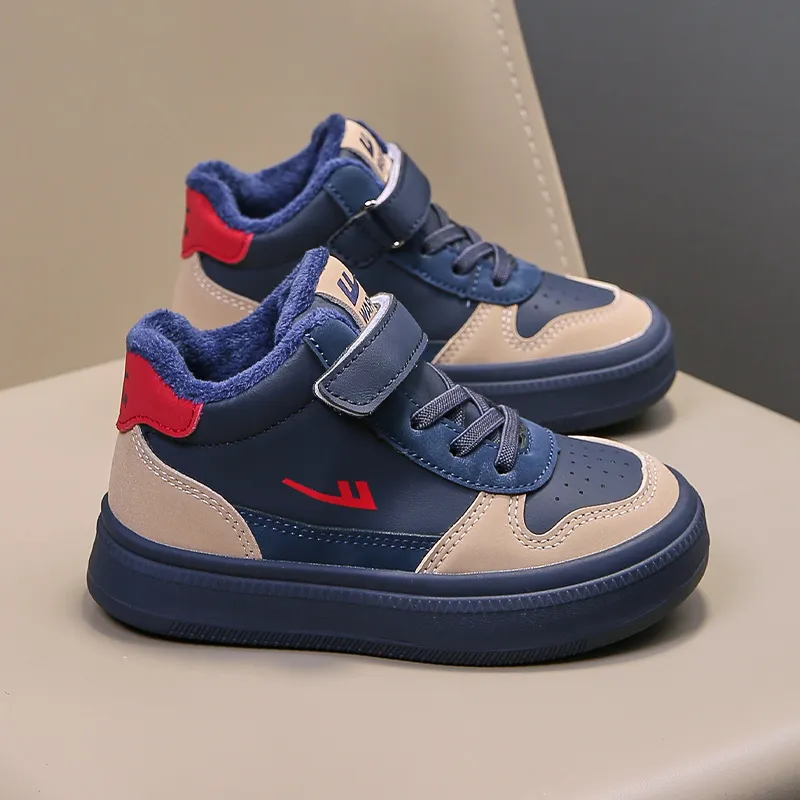 Warrior Anti Slip And Wear Resistant Warm High Top Kids' Skateboarding Shoes Navy Khaki Kids'-4