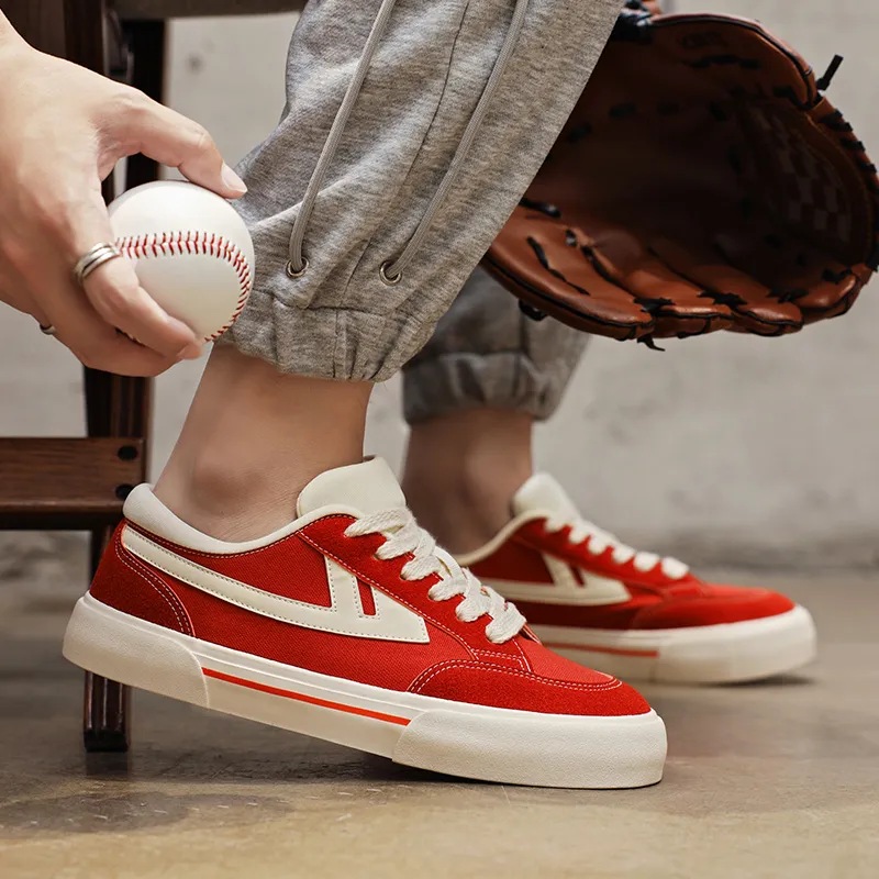 Warrior Slip Resistant, Abrasion Resistant, Lightweight Low Top Canvas Shoes Unisex Rusty Red Beige-9