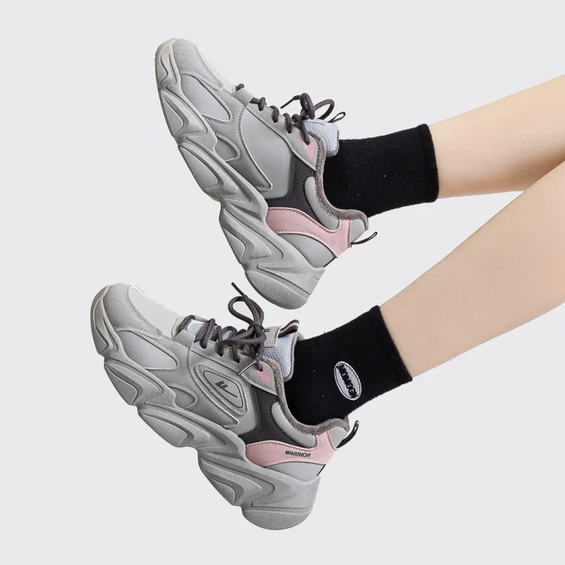 WARRIOR Chunky Sneakers Women's Low Top Black-5