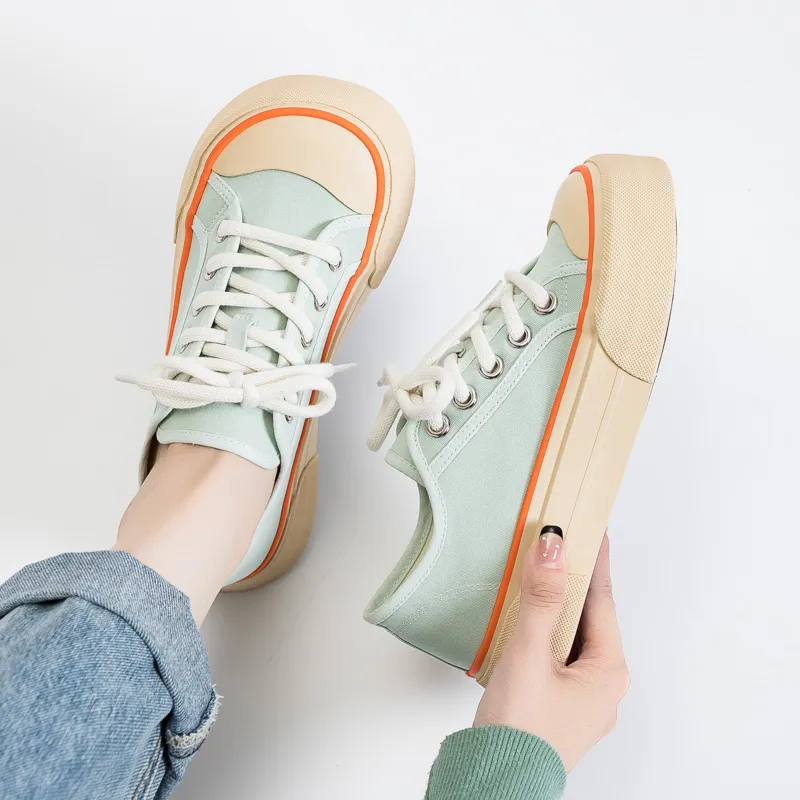 Warrior Wear resistant, Lightweight, Breathable, And Non slip. Low Top Canvas Shoes Women's Light Green-2